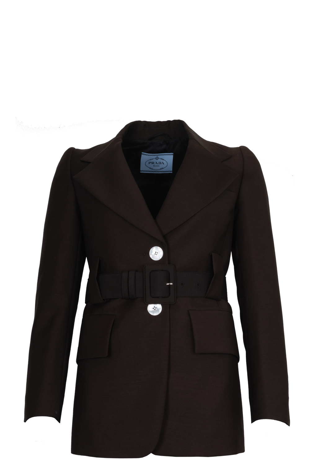 PRADA Belted Blazer Jacket Brown Mohair