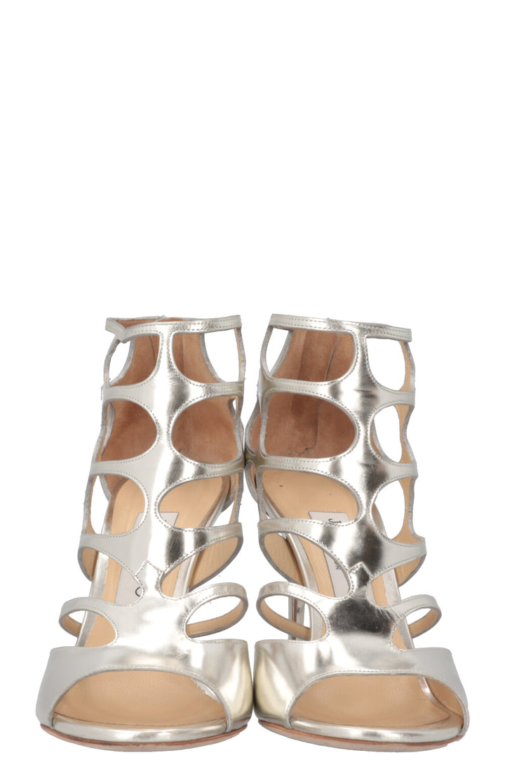 JIMMY CHOO Cut Out Heels Silver Loop