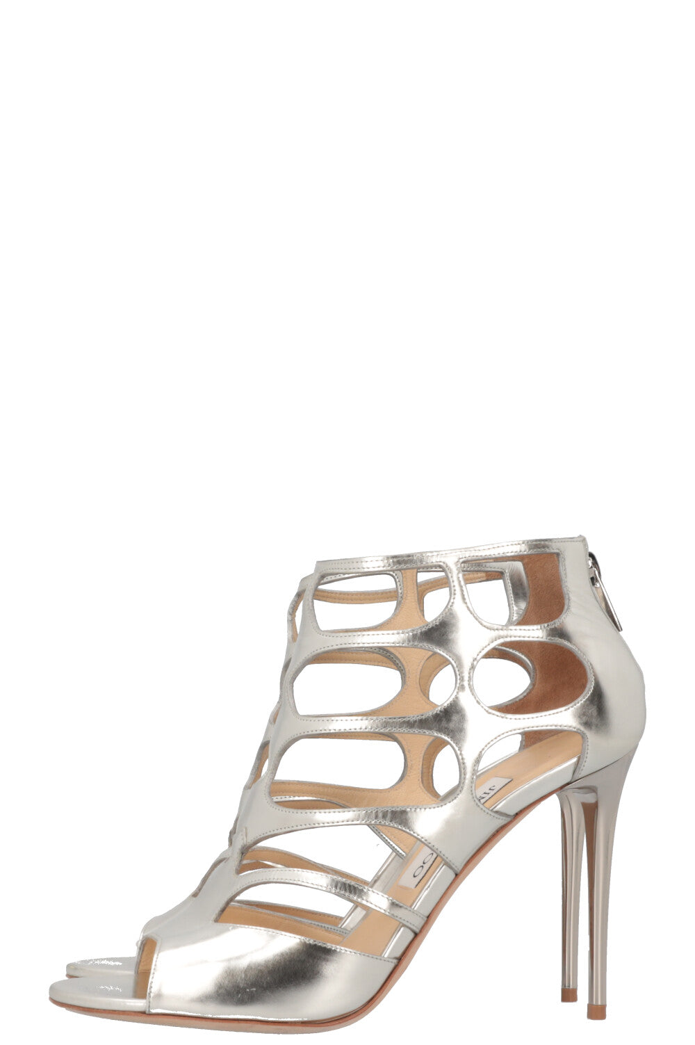 JIMMY CHOO Cut Out Heels Silver Loop