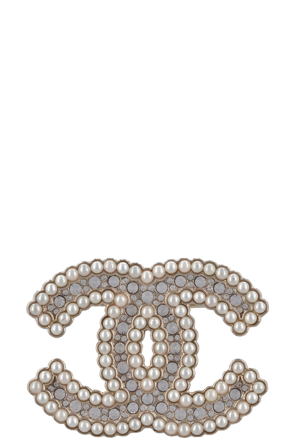 CHANEL 2021 CC Brooch Pearl Crystals Gold