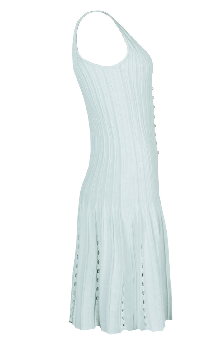 CHANEL Pearl Pleated Dress Mint