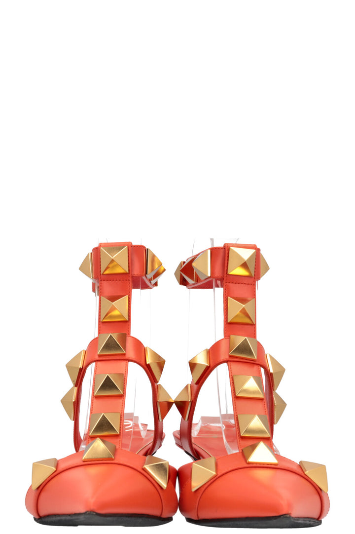 VALENTINO Roman Stud Heels Leather Orange