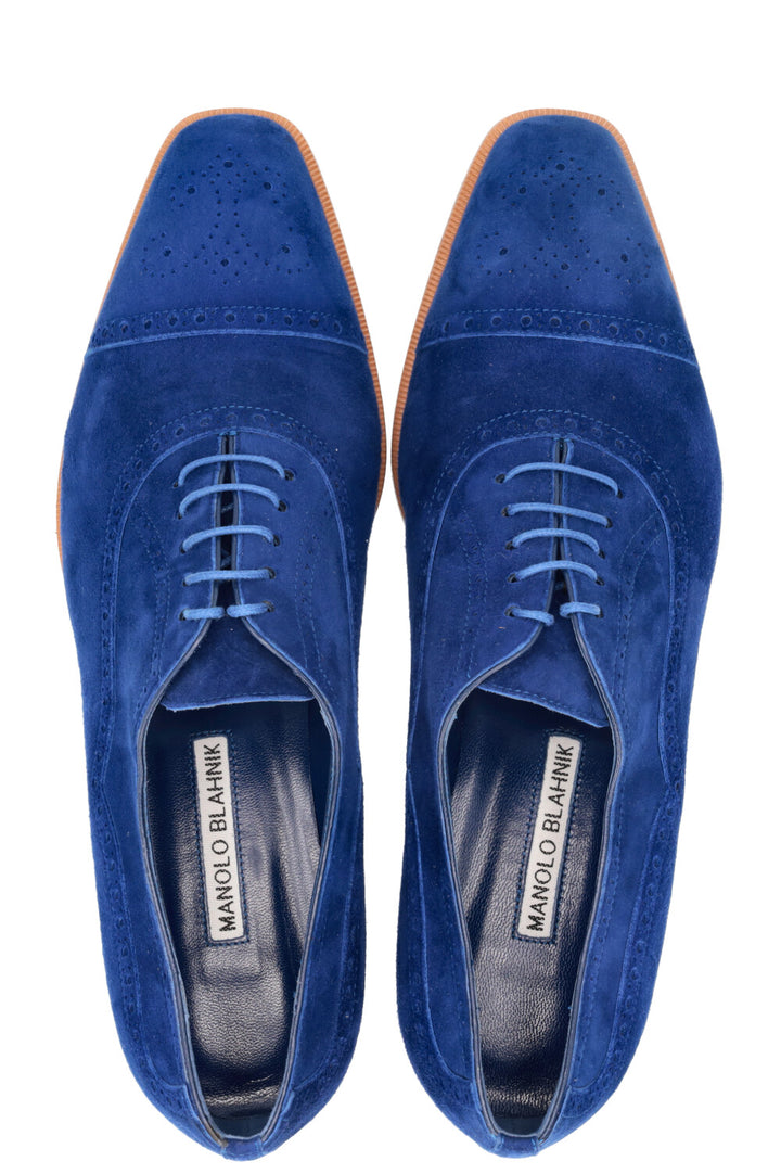 MANOLO BLAHNIK Ballerines Daim Bleu