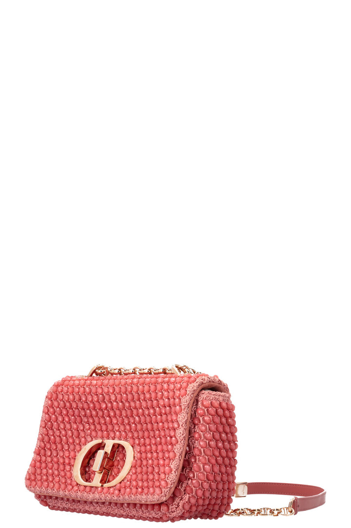 CHRISTIAN DIOR Beaded Caro Bag Coral