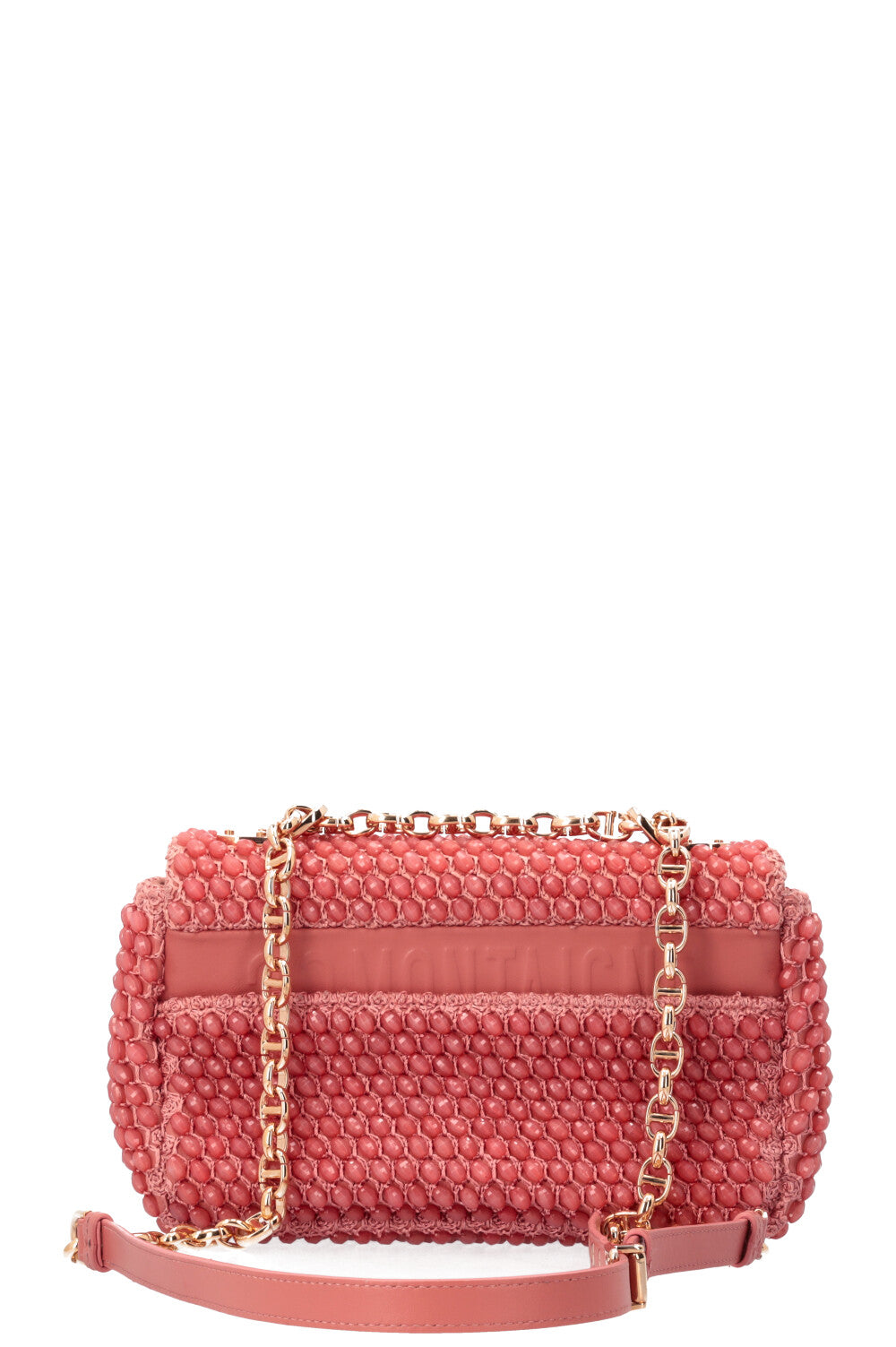 CHRISTIAN DIOR Beaded Caro Bag Coral