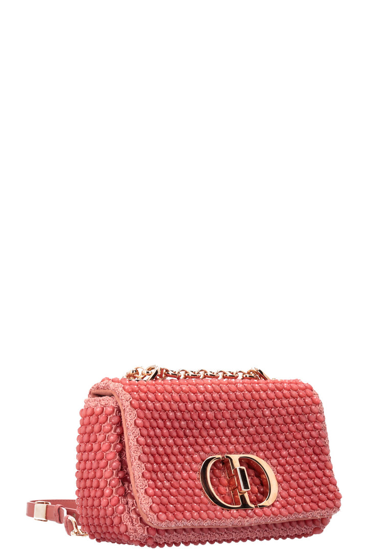 CHRISTIAN DIOR Beaded Caro Bag Coral