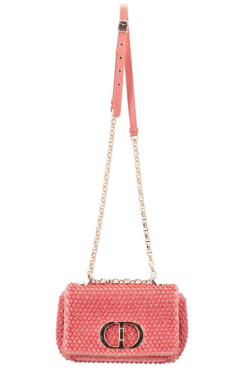 CHRISTIAN DIOR Beaded Caro Bag Coral