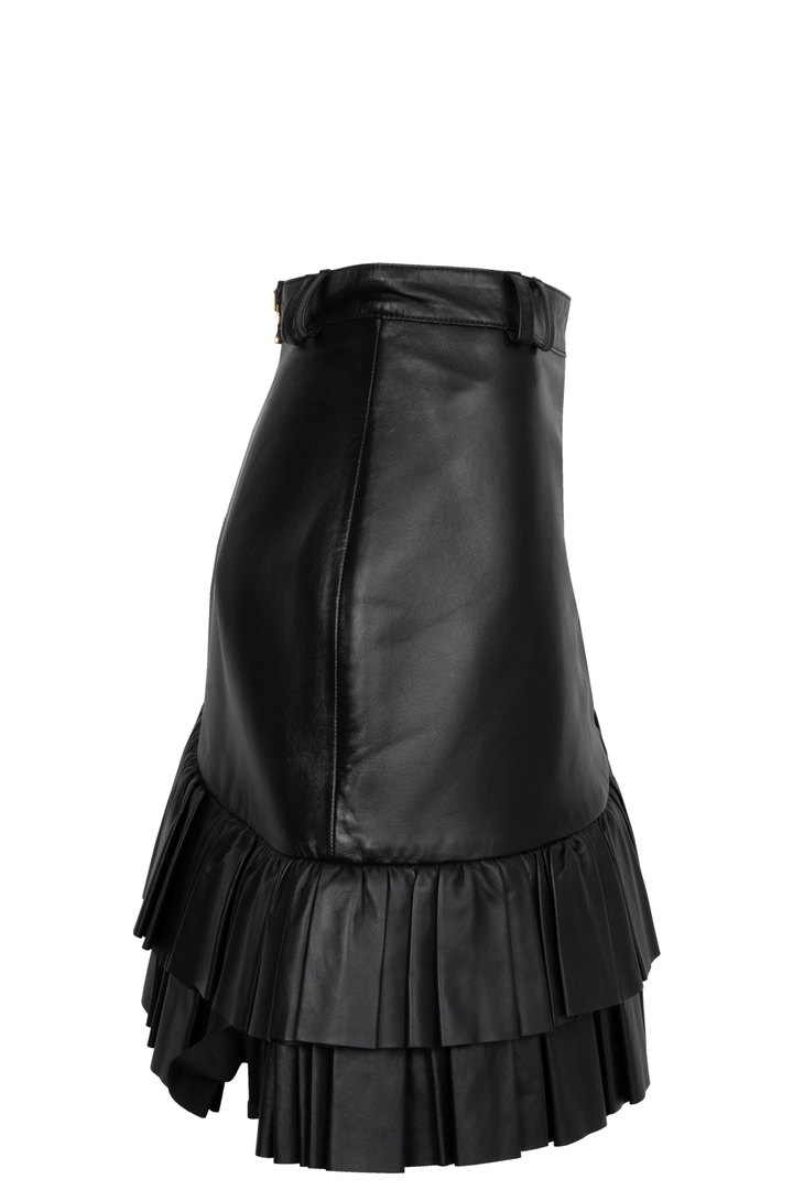 BALMAIN Asymmetric Leather Skirt Black