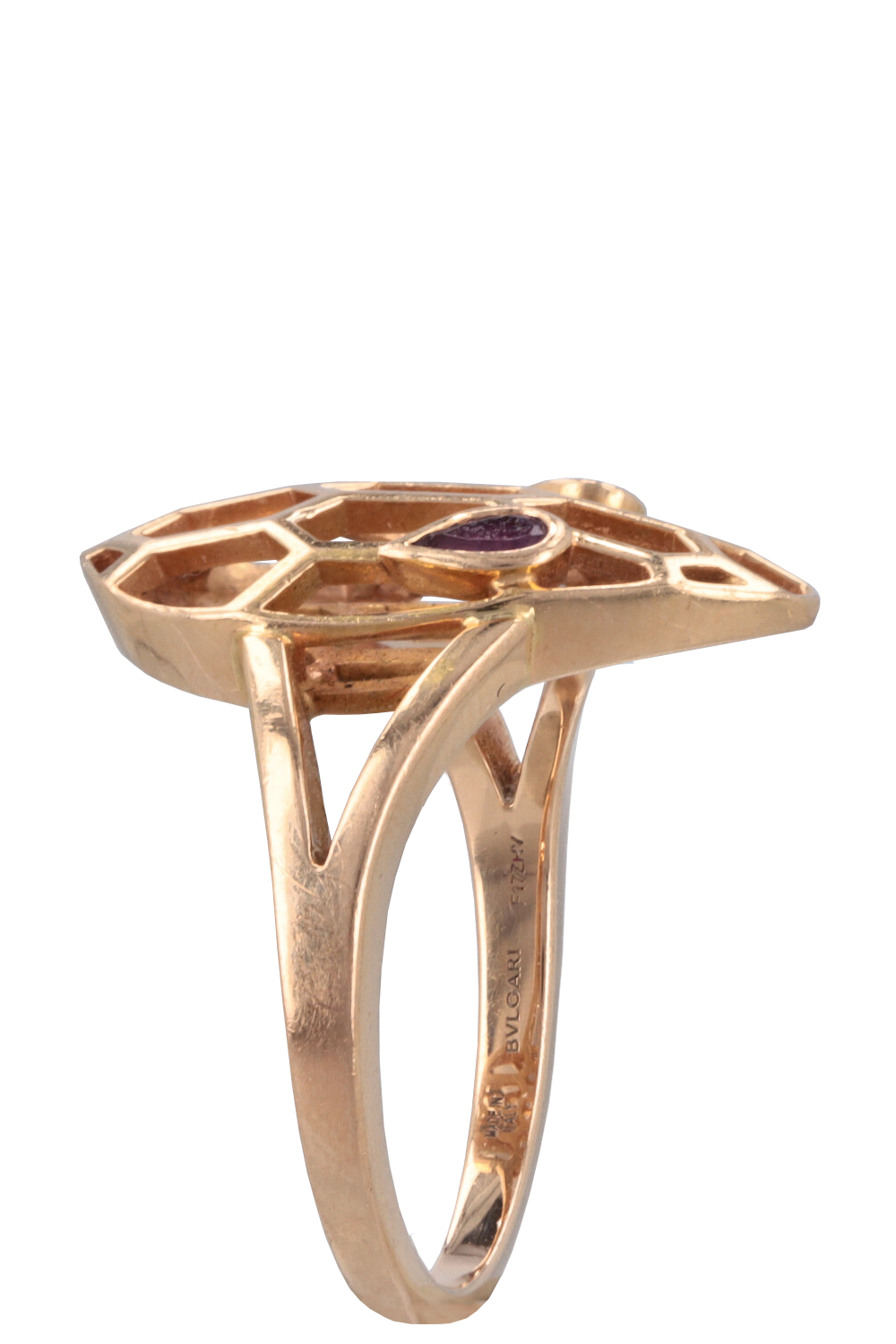 BULGARI Serpenti Cocktail Ring Rose Gold Amethyst