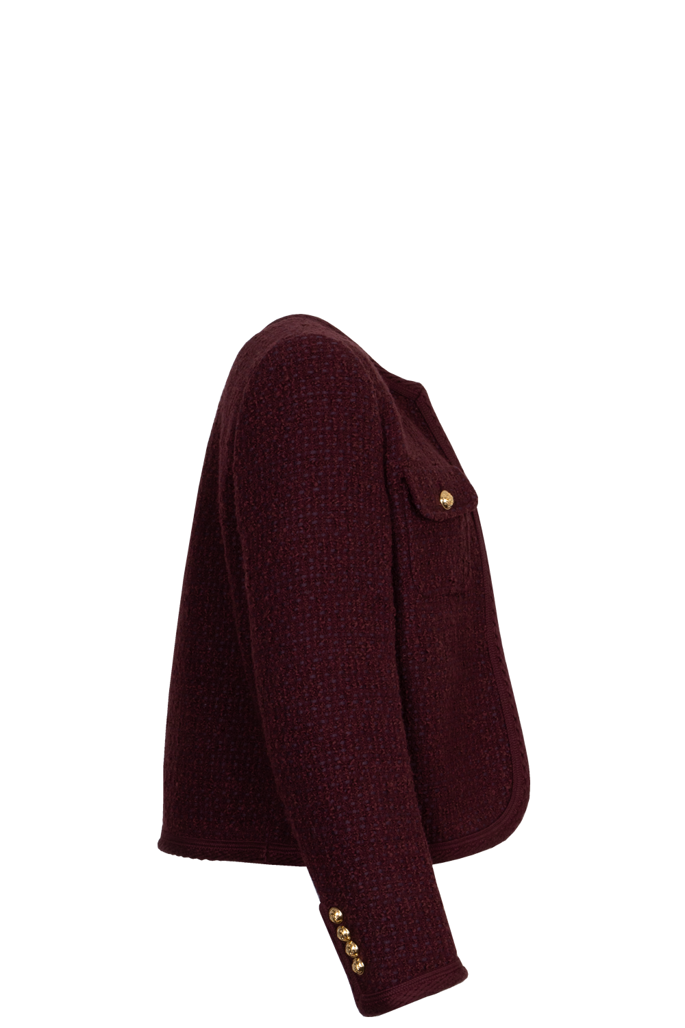 CELINE Patch Pocket Boucle Blazer Jacket Burgundy