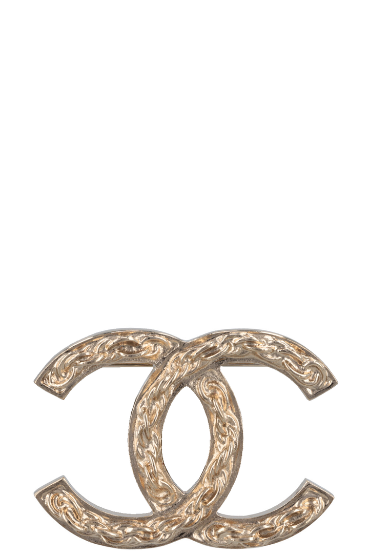 CHANEL Braided CC Brooch Gold