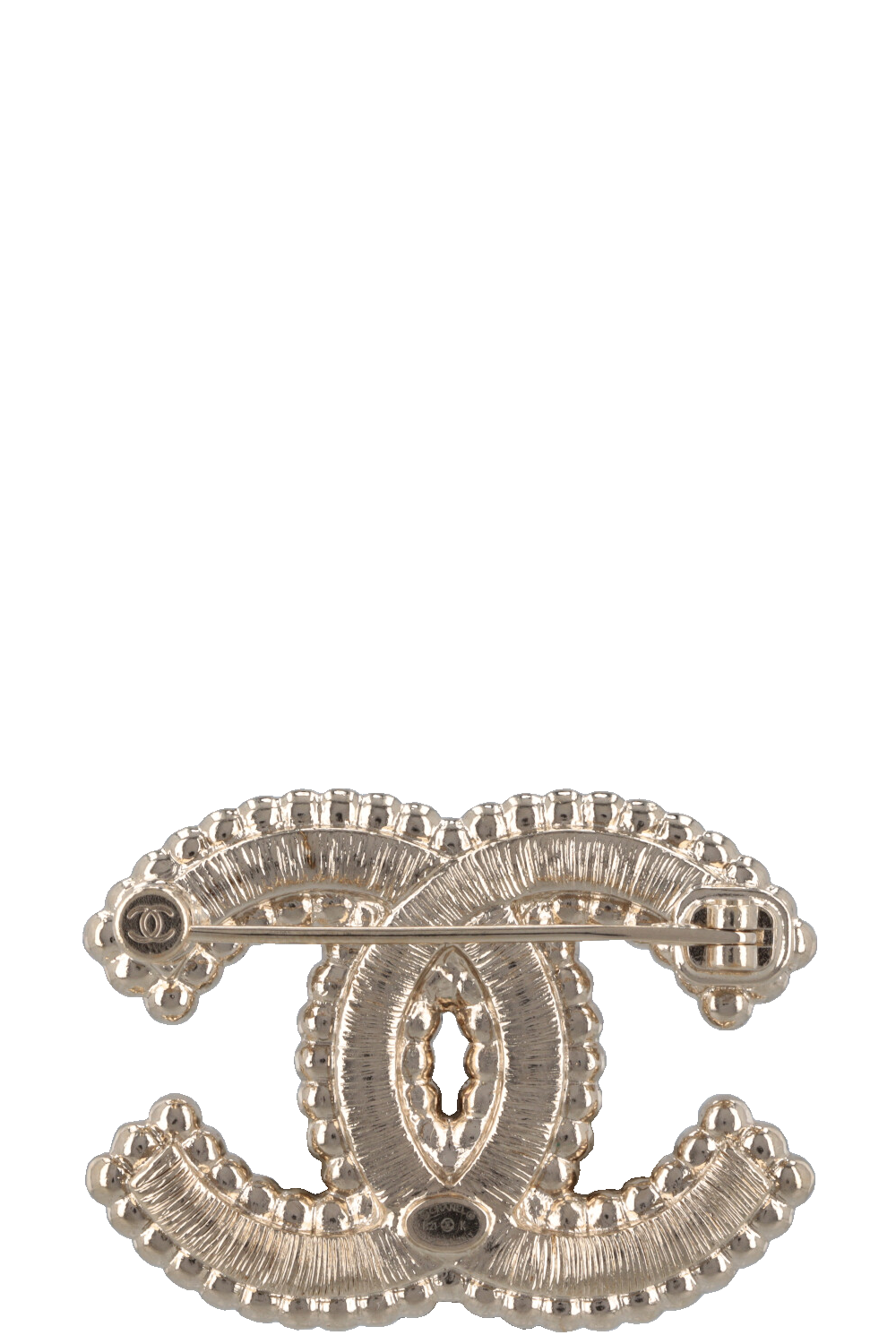 CHANEL 2021 CC Brooch Pearl Crystals Gold