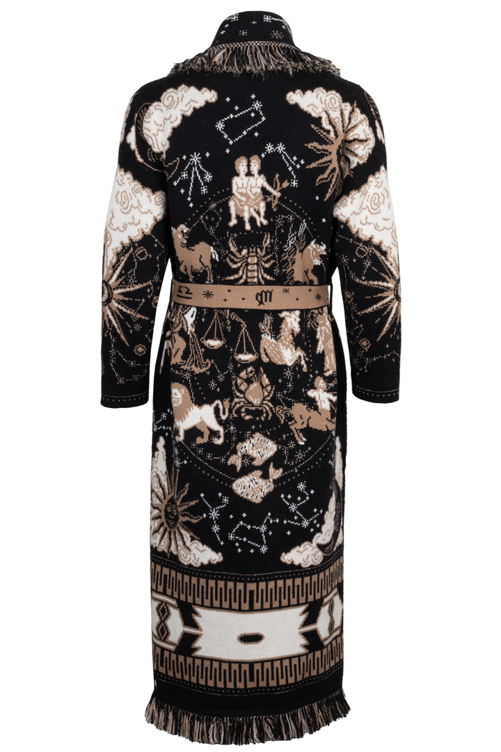 ALANUI Astrology Belted Knit Cardigan Black Brown