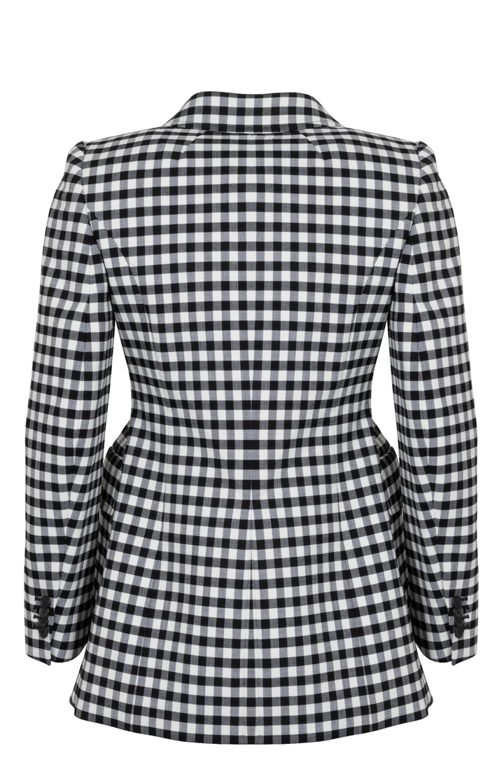 BALENCIAGA Check Hourglass Blazer Jacket Black White