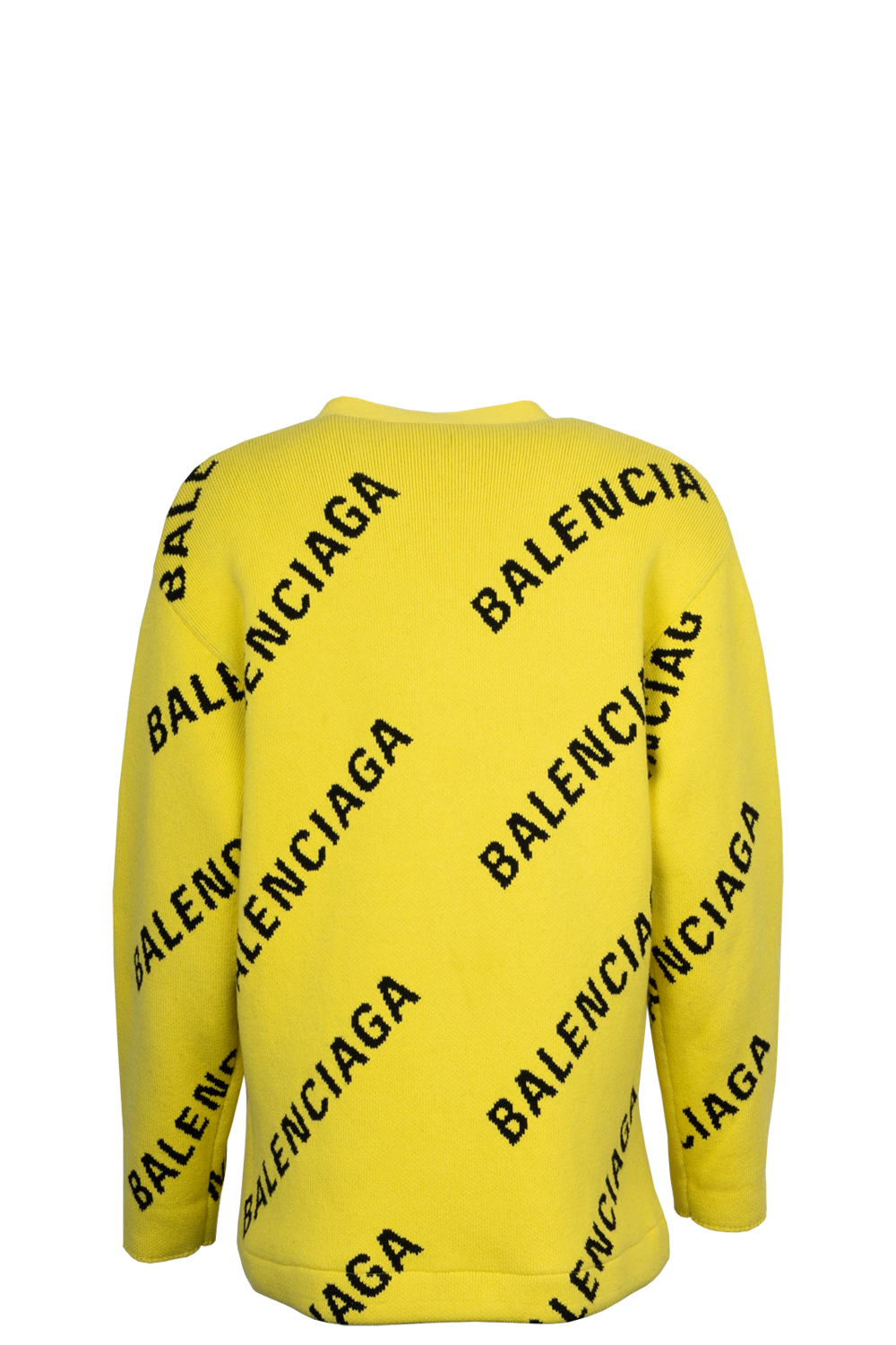 BALENCIAGA Allover Logo V Neck Cardigan Yellow