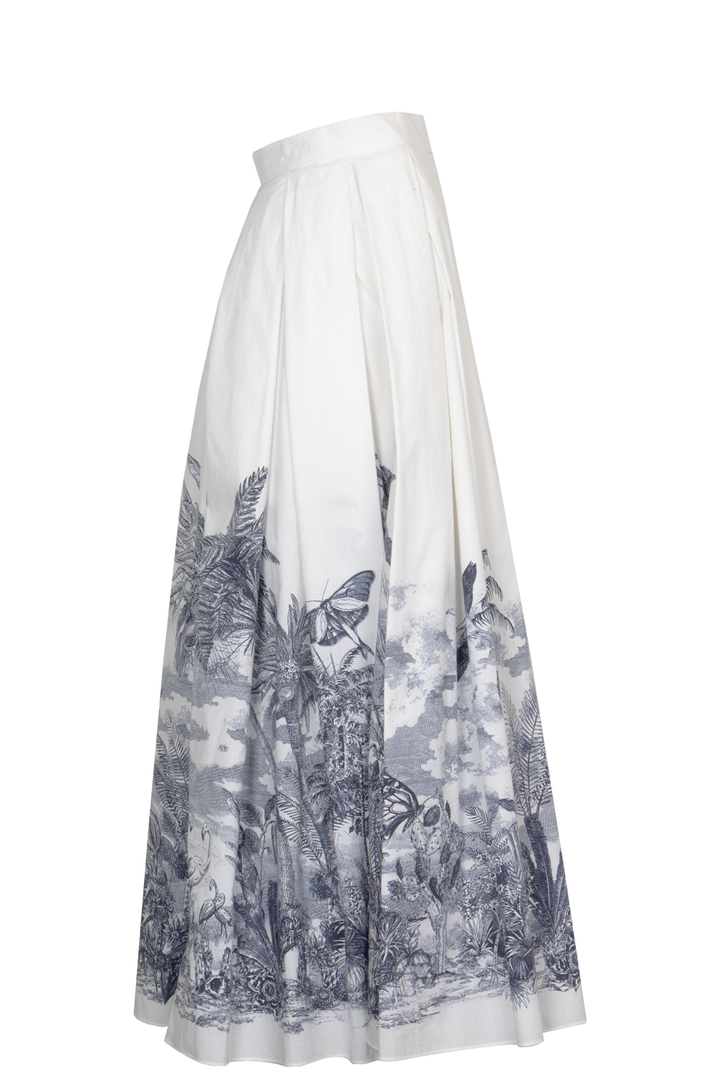 CHIRSTIAN DIOR Toile De Jouy Pleated Skirt White Blue