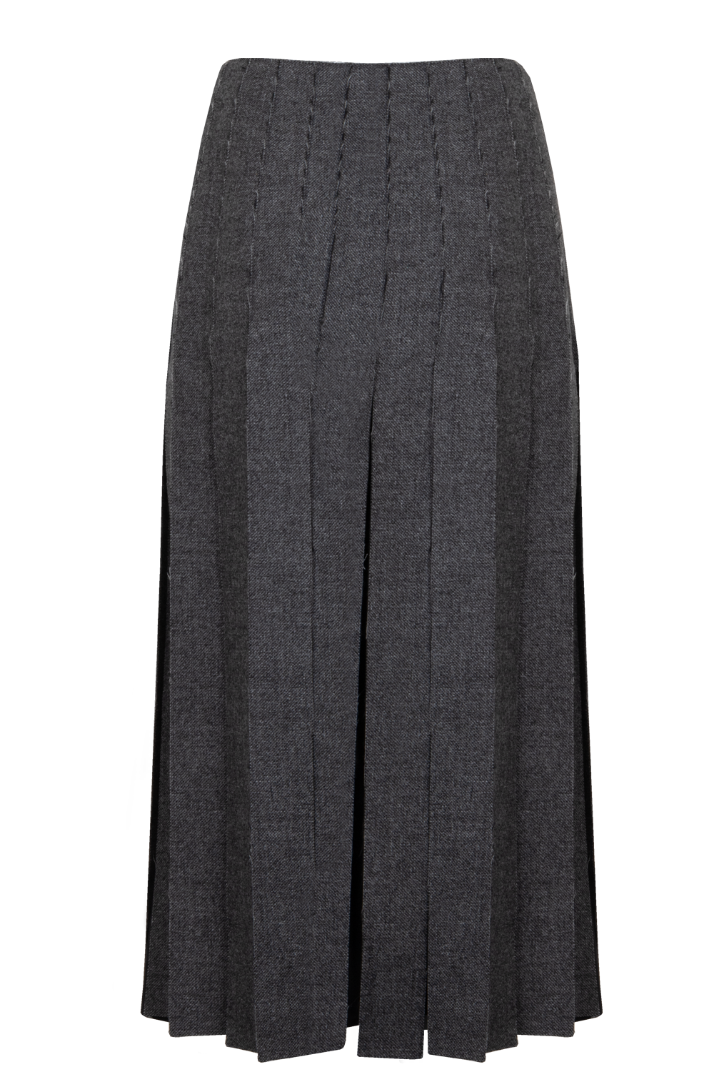 PRADA 2020 Fringed Wool Midi Skirt Grey