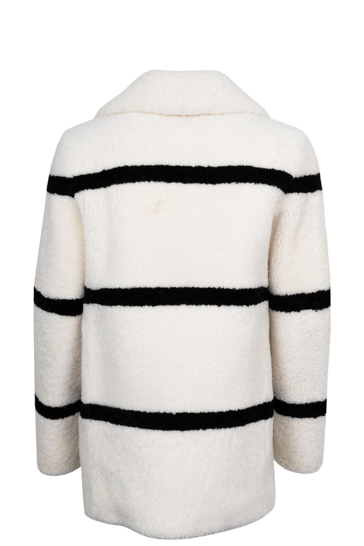 SAINT LAURENT Manteau Shearling Rayé Blanc Noir