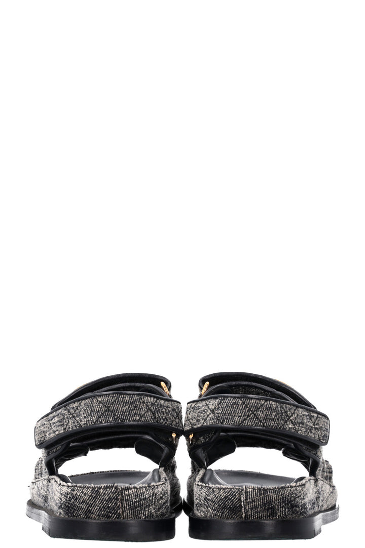 CHANEL 21A Dad Sandals Velvet Denim Grey