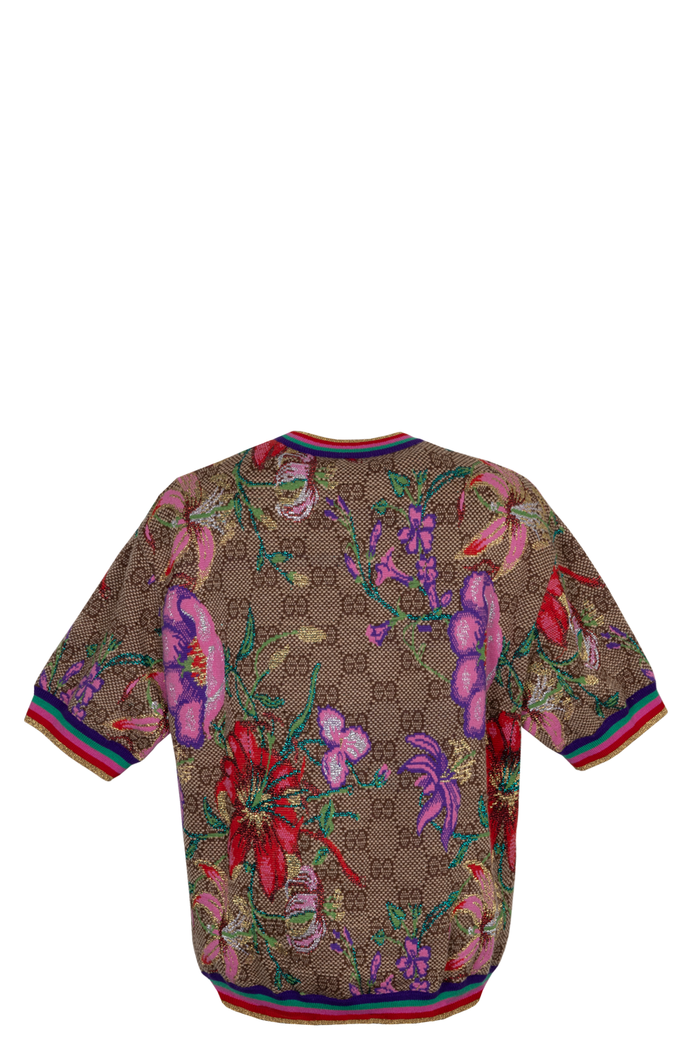 GUCCI Floral GG Knit Brown Multicolor