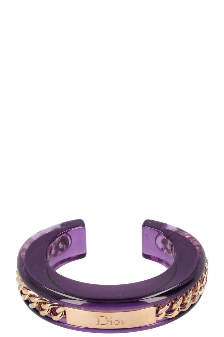 CHRISTIAN DIOR Lucite Chain Bracelt Purple Gold