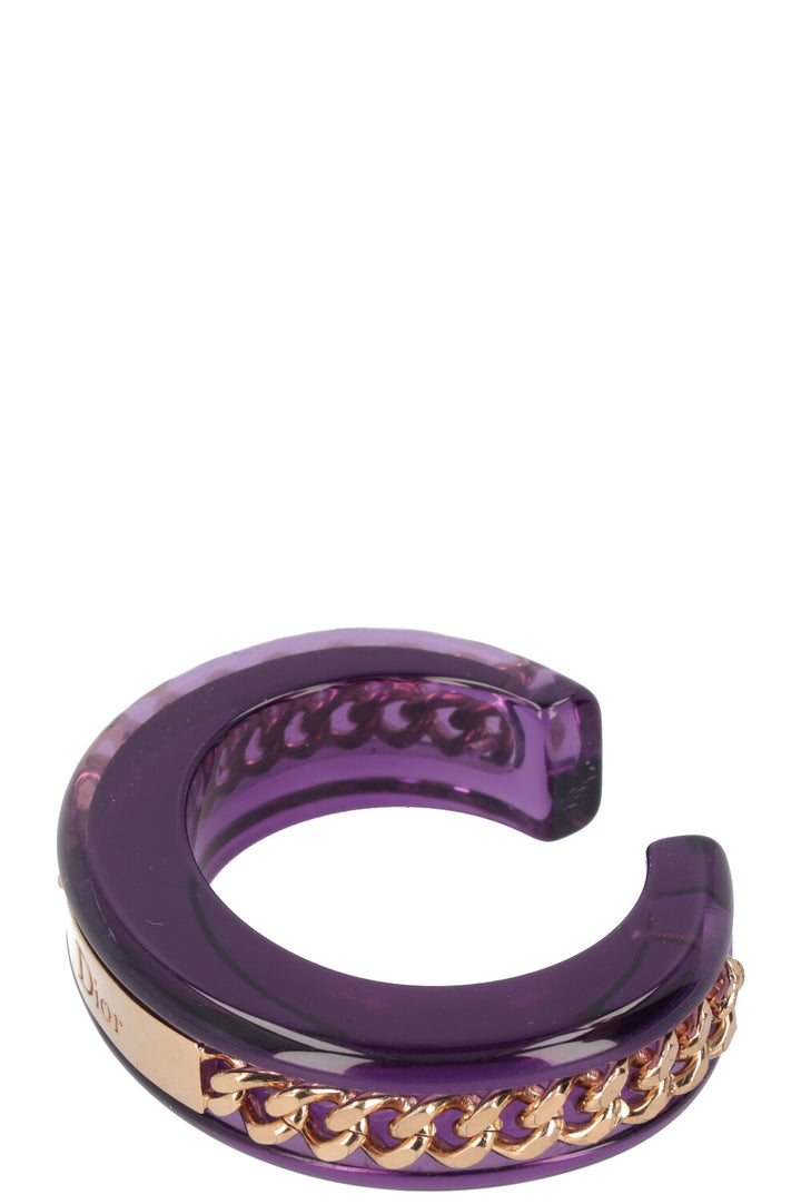 CHRISTIAN DIOR Lucite Chain Bracelt Purple Gold