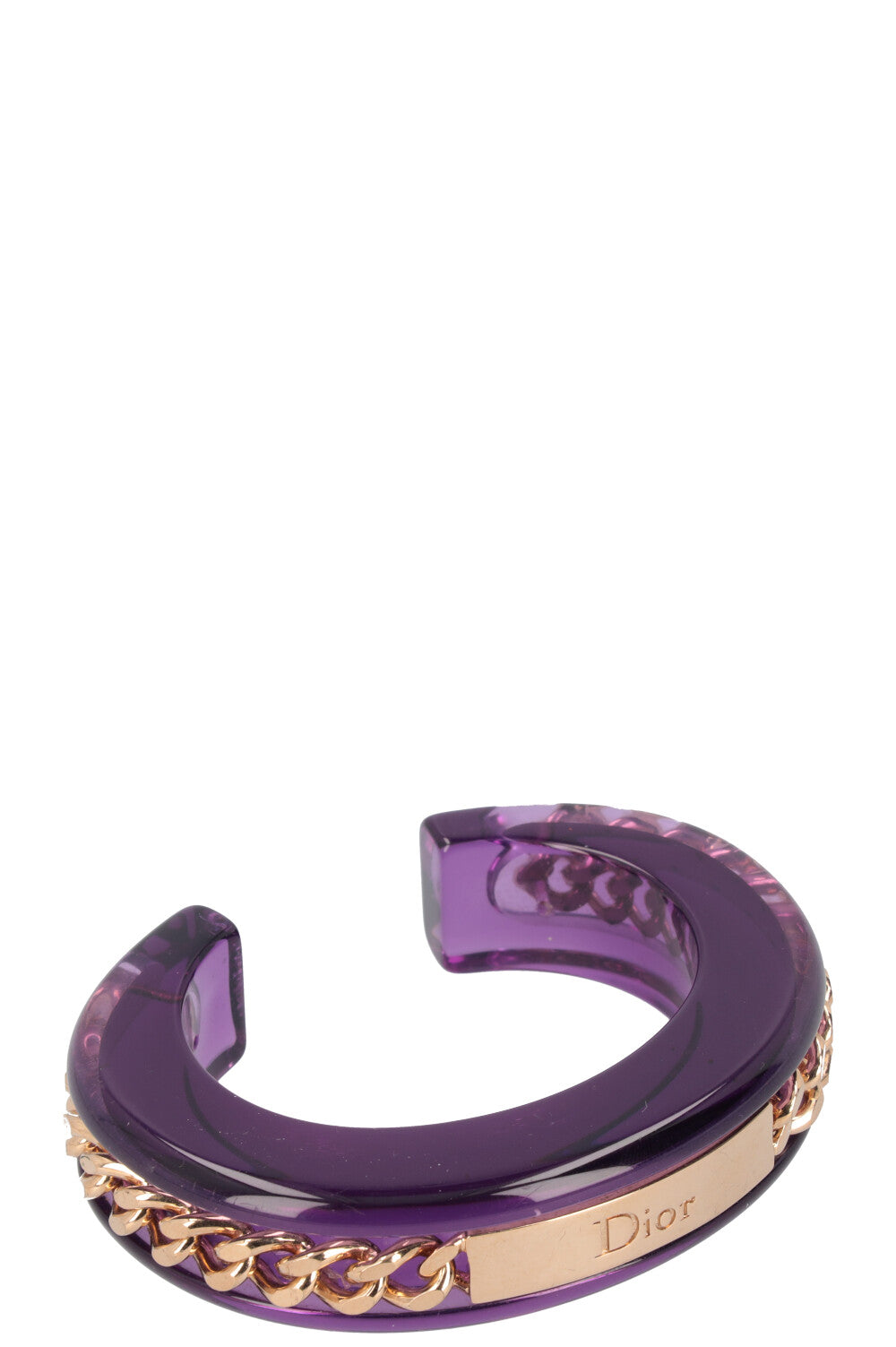 CHRISTIAN DIOR Lucite Chain Bracelt Purple Gold