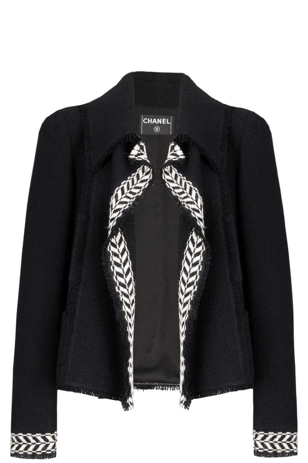 CHANEL Tweed Jacket Black White