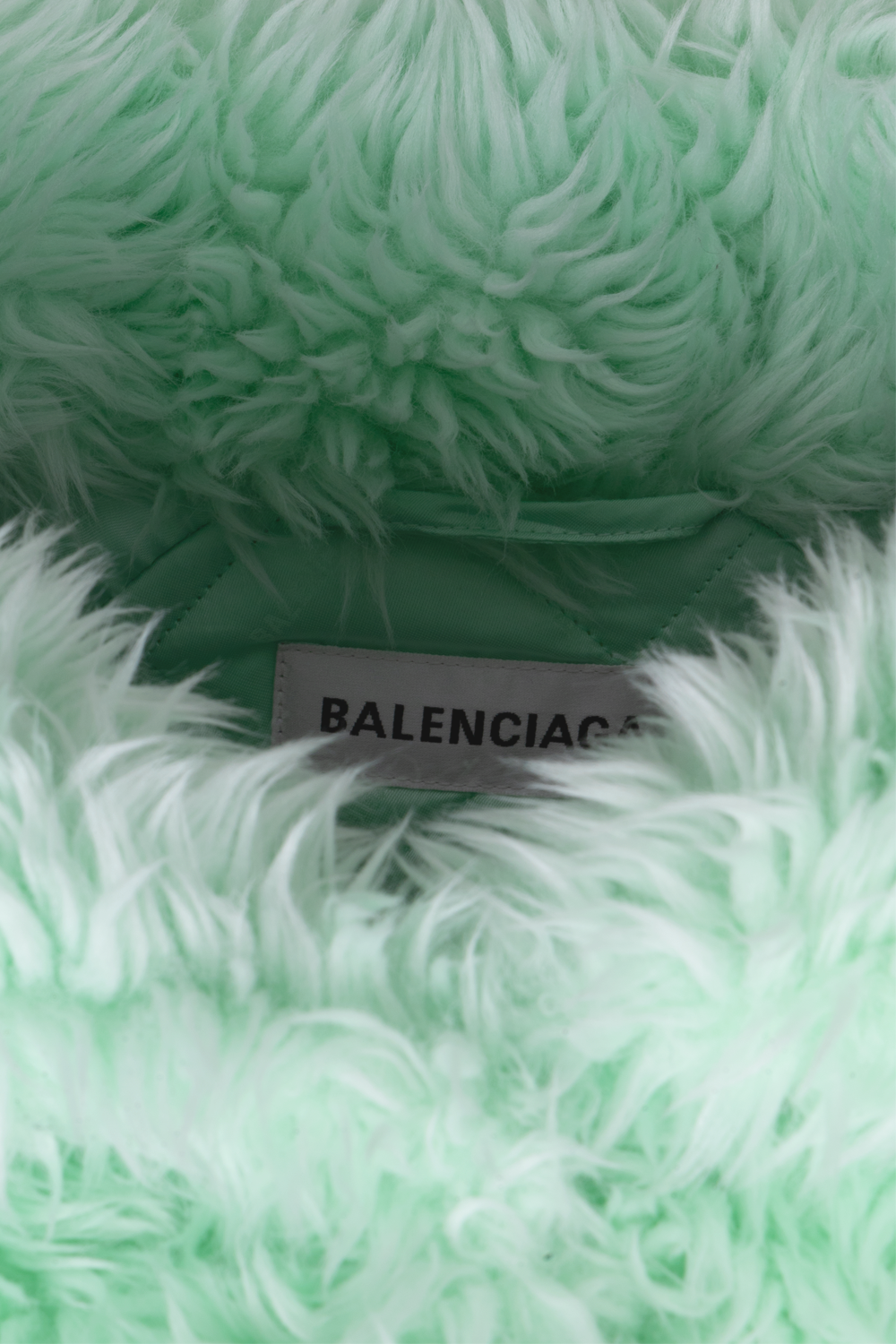 BALENCIAGA Faux Fur Coat Mint Green