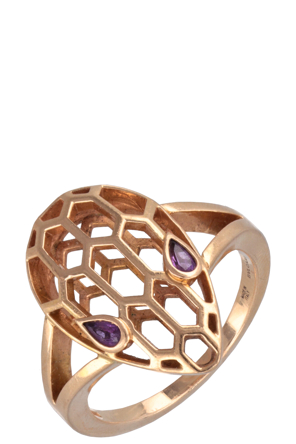 BULGARI Serpenti Cocktail Ring Rose Gold Amethyst