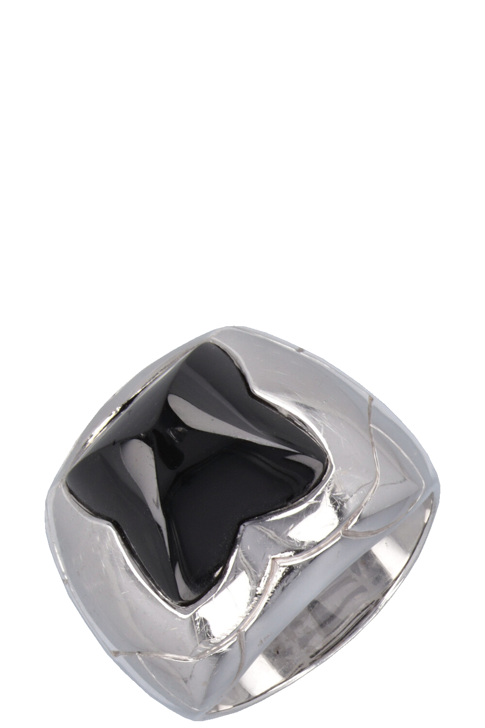 BVLGARI Pyramid Ring 18k White Gold Onyx