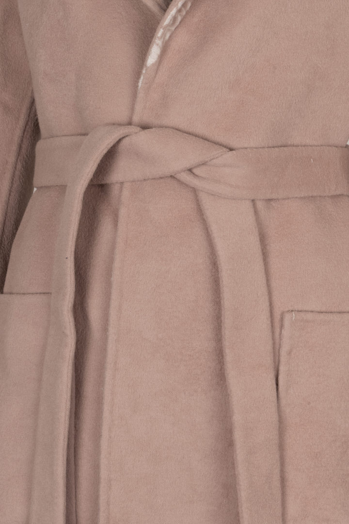 CHRISTIAN DIOR Belted Coat Wool Oblique Pink