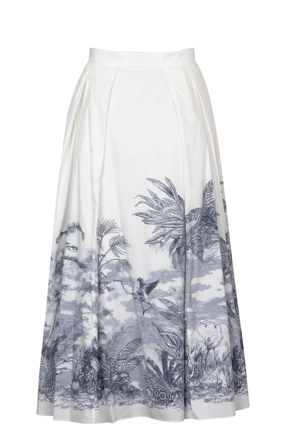 CHIRSTIAN DIOR Toile De Jouy Pleated Skirt White Blue