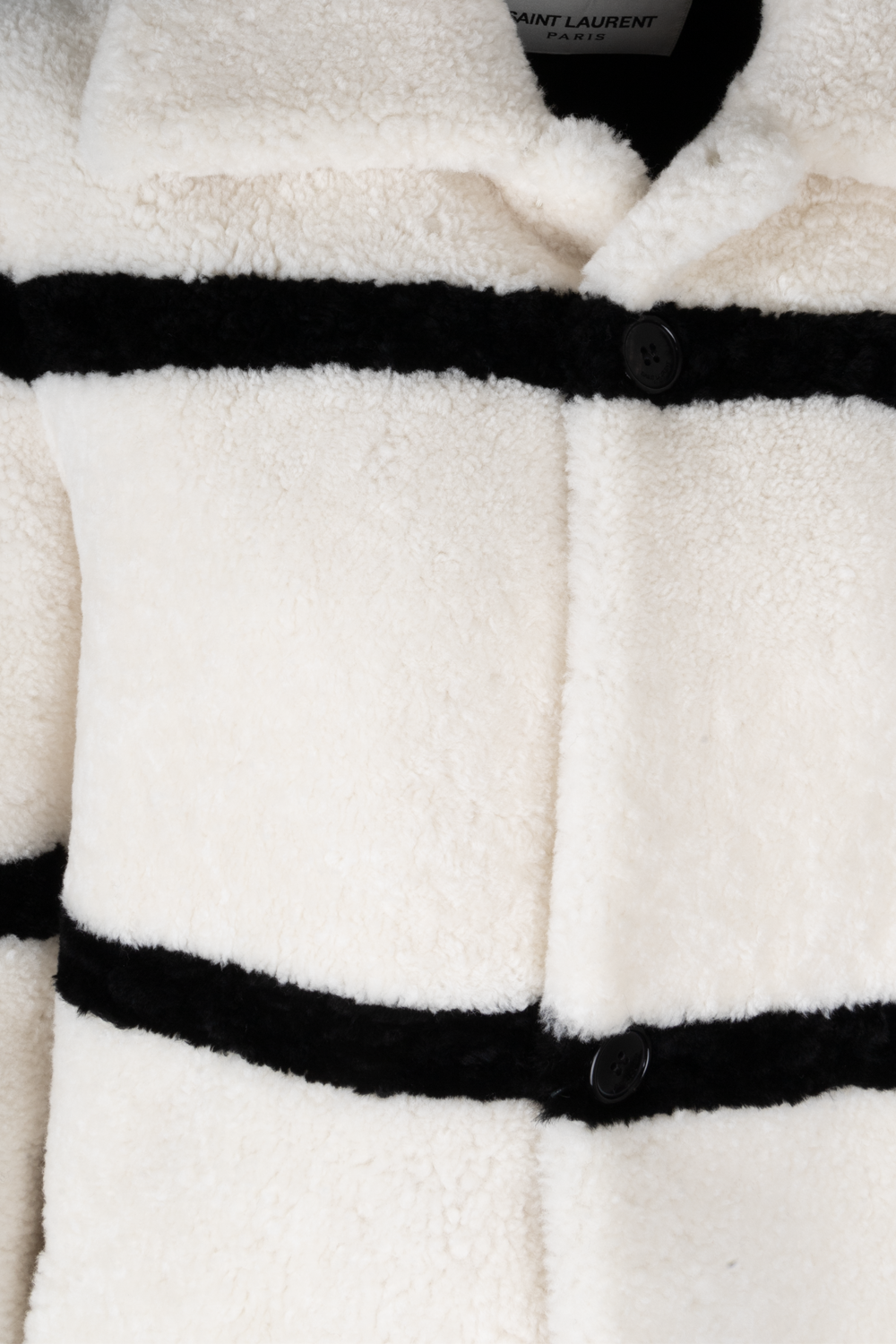 SAINT LAURENT Manteau Shearling Rayé Blanc Noir