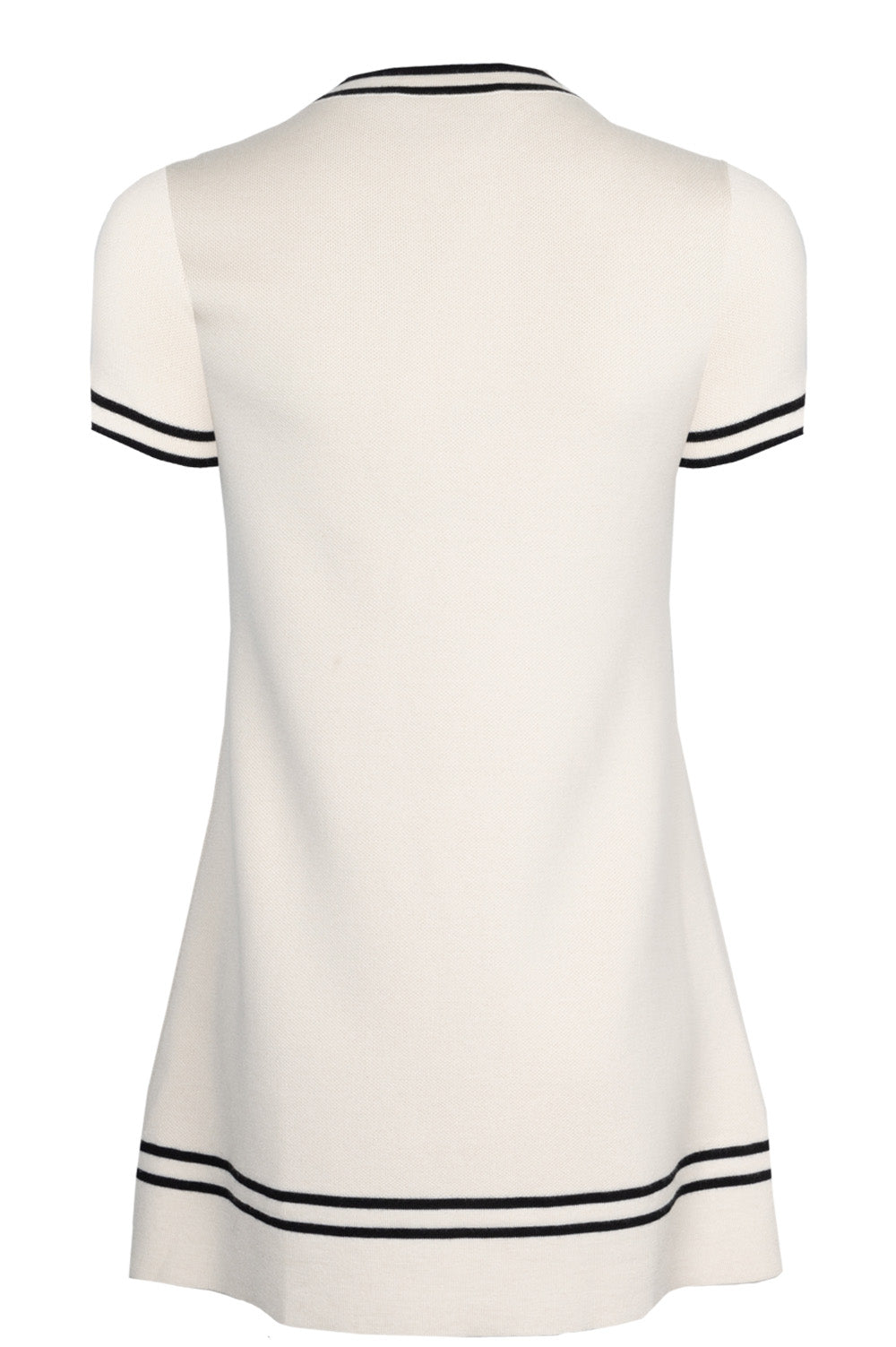 GUCCI Horsebit Contrast Trim Knit Mini Dress Ivory