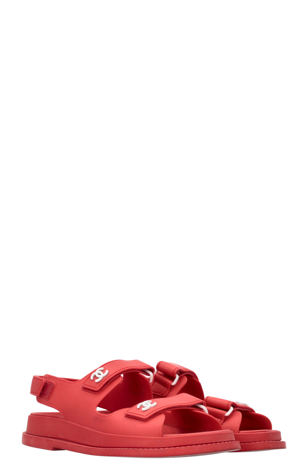 CHANEL Dad Sandals Rubber Red