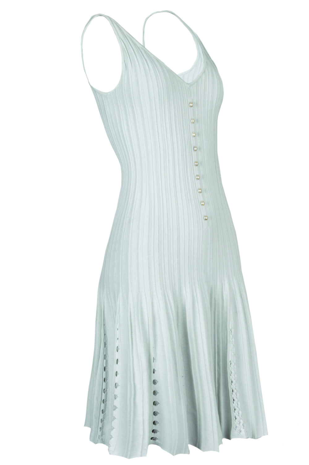 CHANEL Pearl Pleated Dress Mint