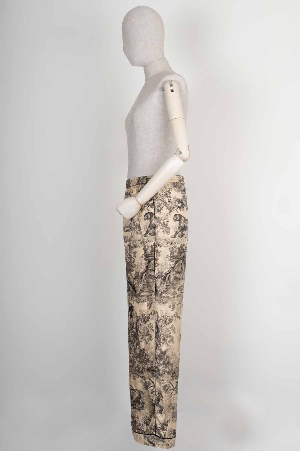 CHRISTIAN DIOR Chez Moi Pantalon Toile de Jouy Motif Soie Beige