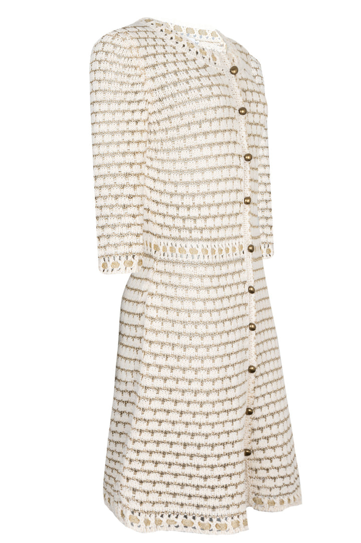 CHRISTIAN DIOR Dress Knit Ivory Gold