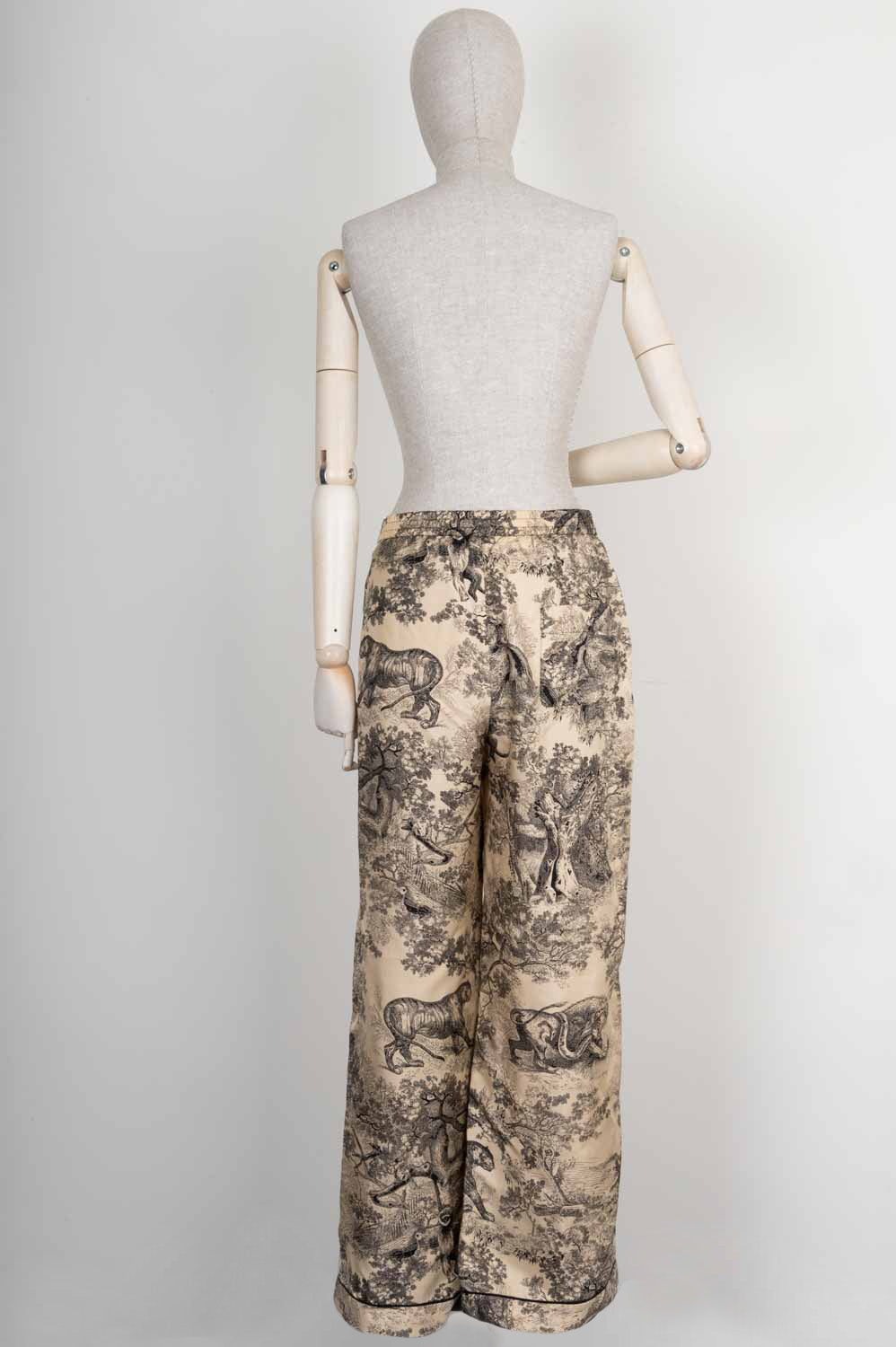 CHRISTIAN DIOR Chez Moi Pantalon Toile de Jouy Motif Soie Beige