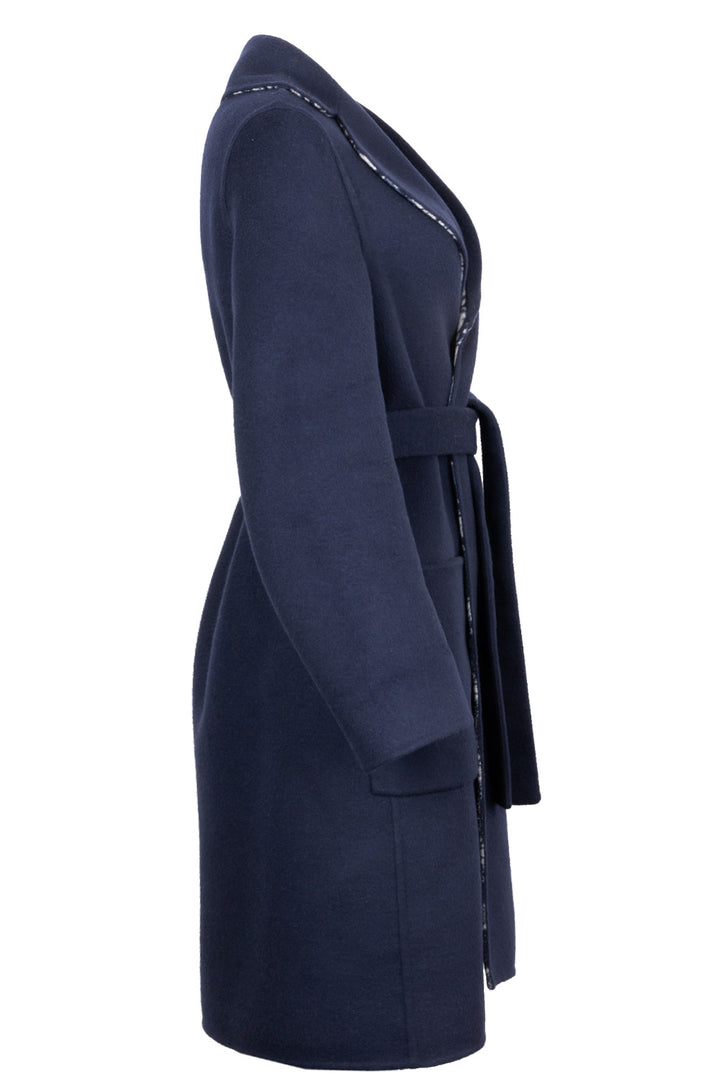 CHRISTIAN DIOR Belted Coat Wool Oblique Navy