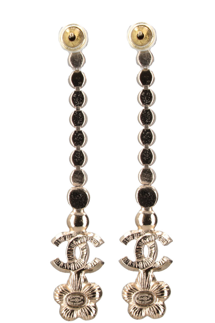 CHANEL Boucles d'oreilles pendantes Fleur noire