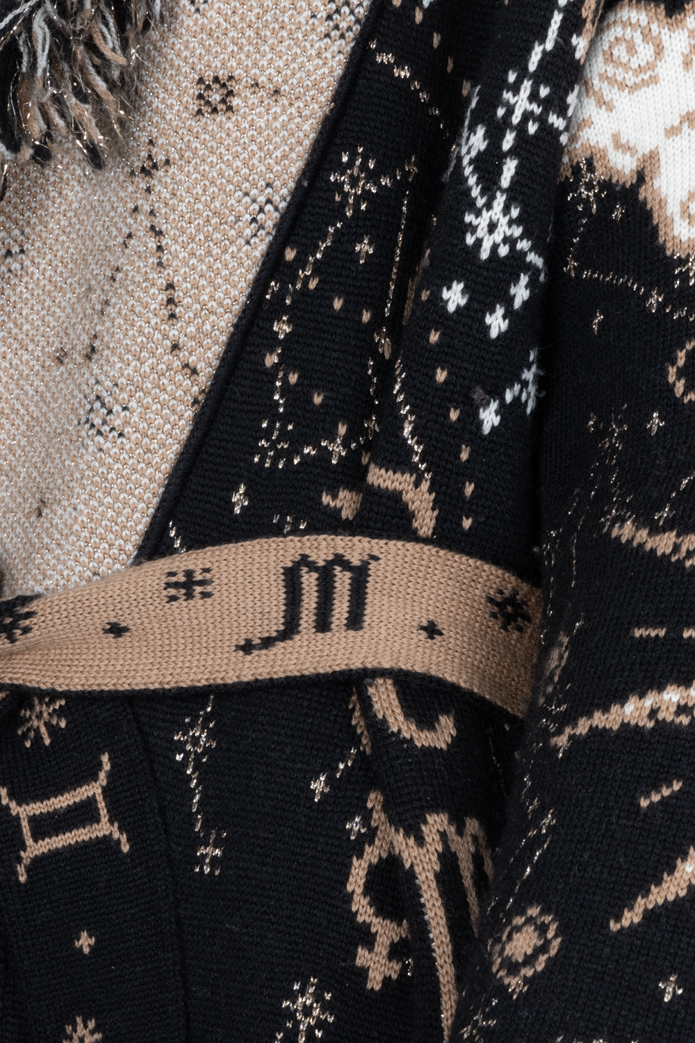 Cardigan en tricot avec ceinture Astrology ALANUI Noir Marron