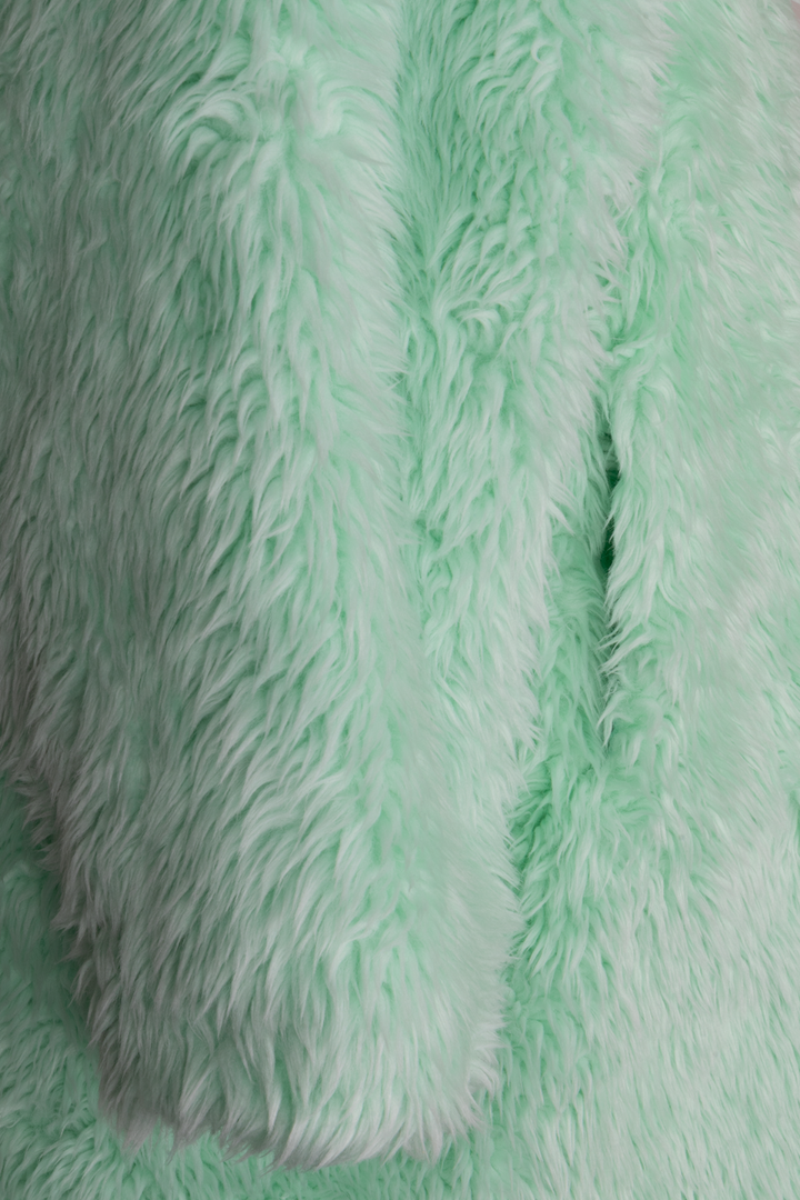 BALENCIAGA Faux Fur Coat Mint Green