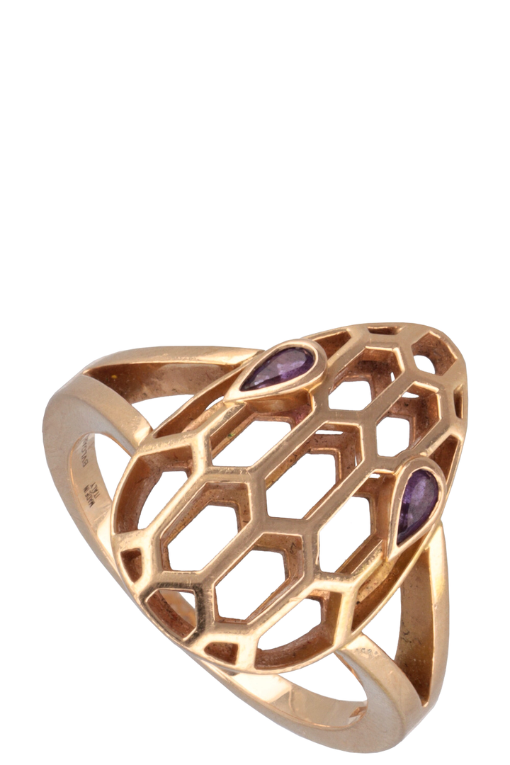 BULGARI Serpenti Cocktail Ring Rose Gold Amethyst