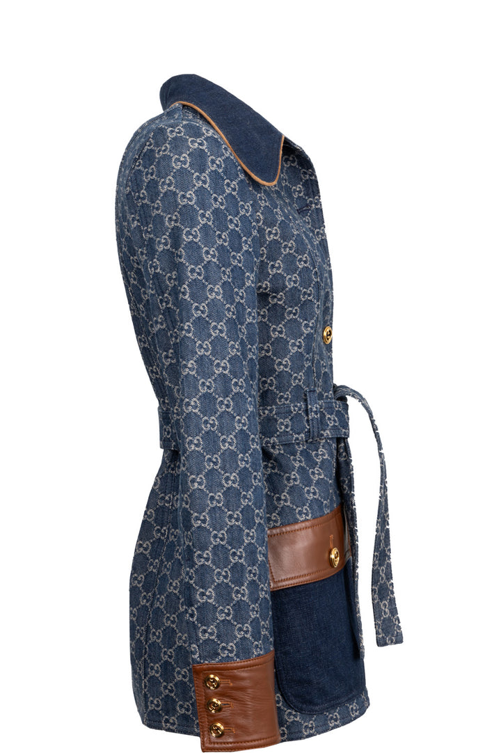 Veste en jean avec détails en cuir GUCCI Jacquard GG