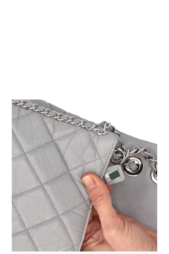 CHANEL Running Chain Bag Calfskin Grey