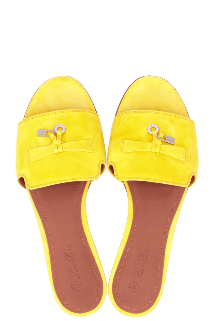 LORO PIANA Summer Charms Sandals Suede Yellow