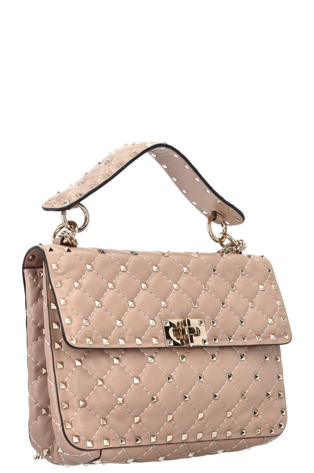 VALENTINO Rockstud Spike Medium Top Handle Bag Nude