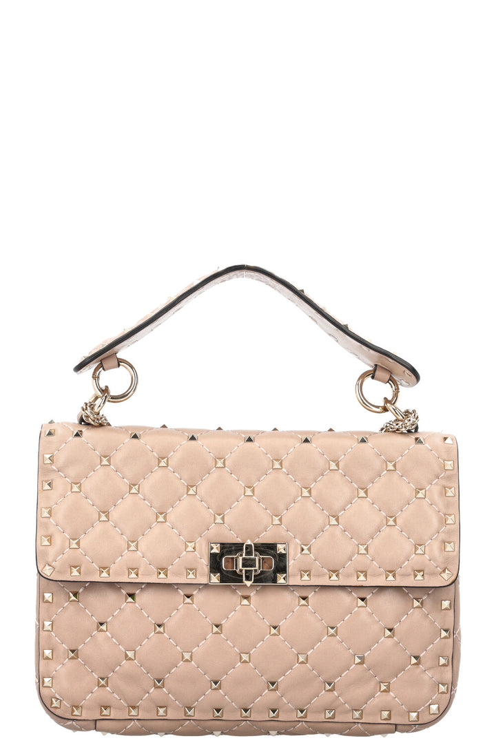 VALENTINO Rockstud Spike Medium Top Handle Bag Nude